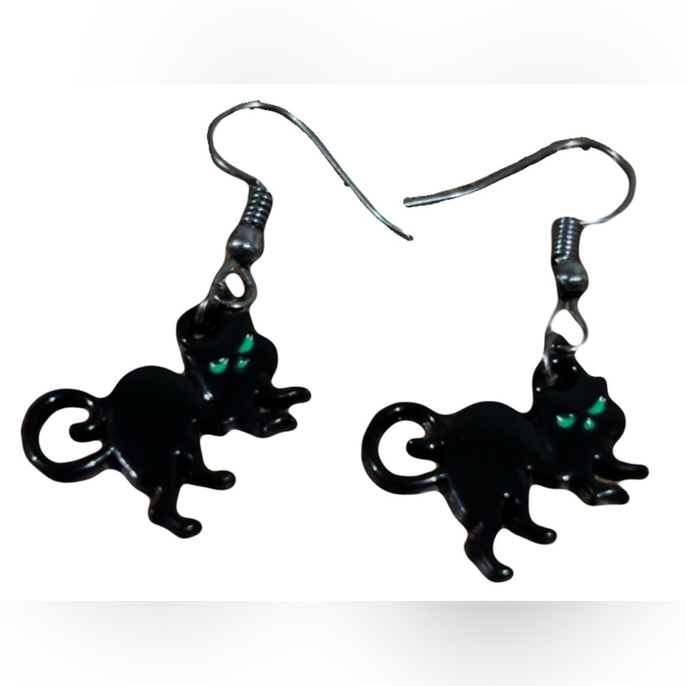 🔵Handmade Black Cat Earrings